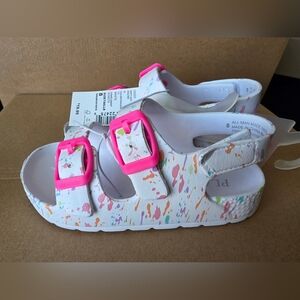 The Children's Place White Sandals with Pink Buckles